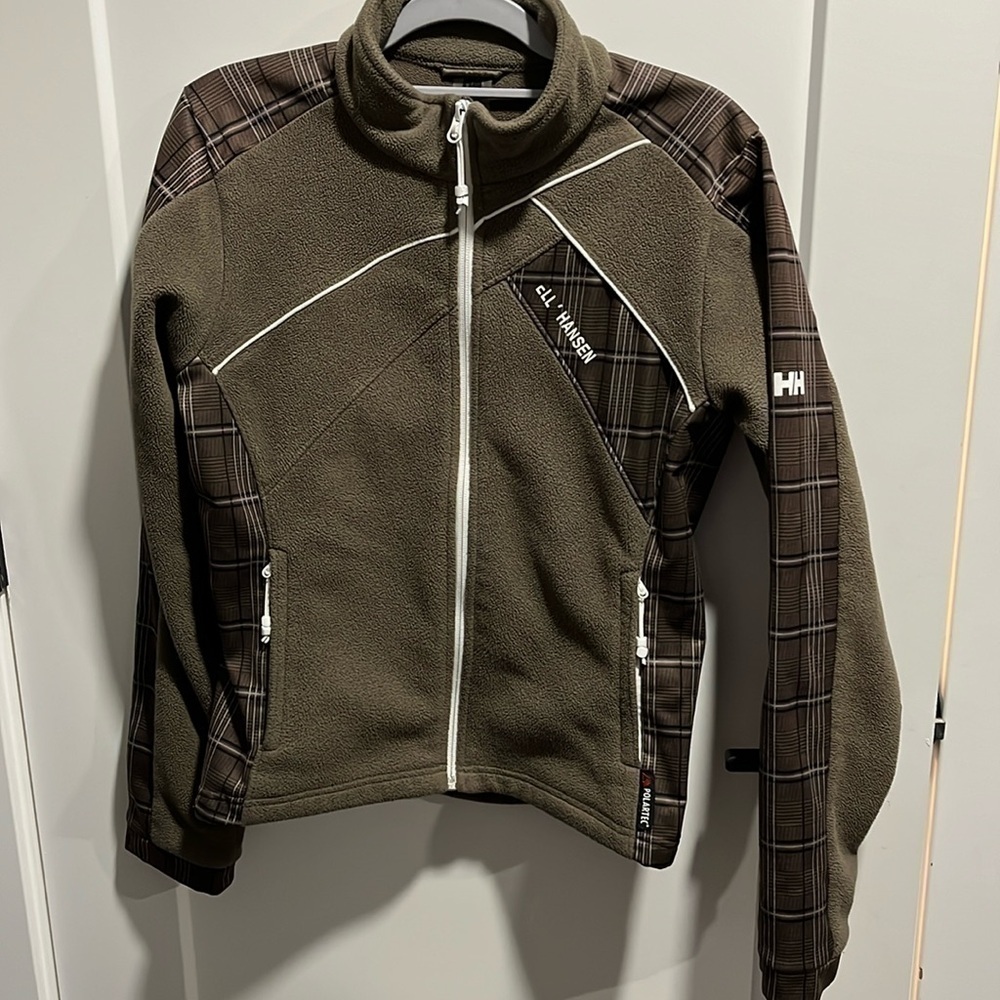 Helly Hansen Brown Plaid Detail Soft Fleece Jacket